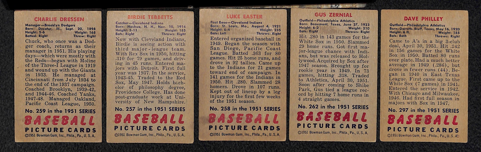 Lot Of 11 1951 Bowman High Number Cards w. Charlie Dressen