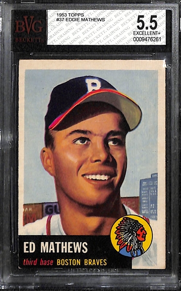 1954 Bowman Rizzuto & 1953 Topps Mathews Cards BVG 5.5