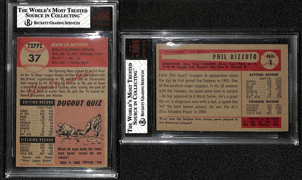 1954 Bowman Rizzuto & 1953 Topps Mathews Cards BVG 5.5