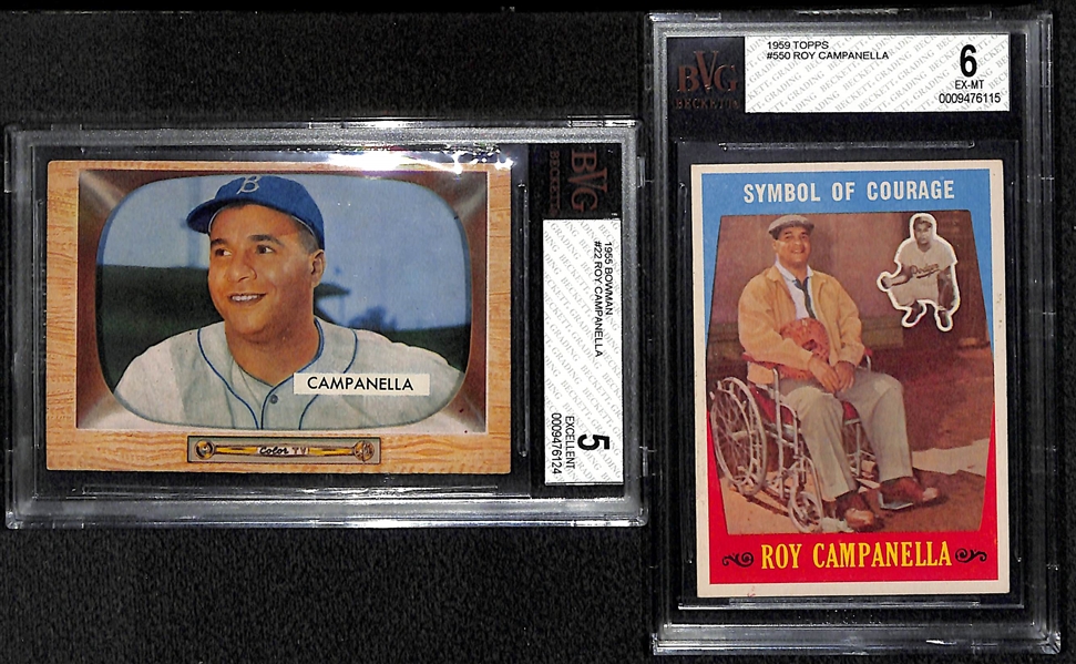 1955 Bowman & Topps Roy Campanella Cards BVG