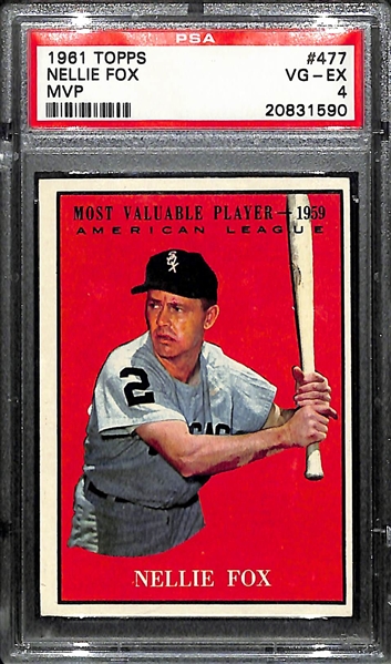 Lot Of 5 Nellie Fox Graded Cards w. 1954 Red Heart