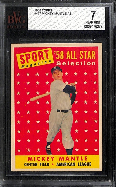 1958 Topps Mantle & Aaron All Star Cards BVG