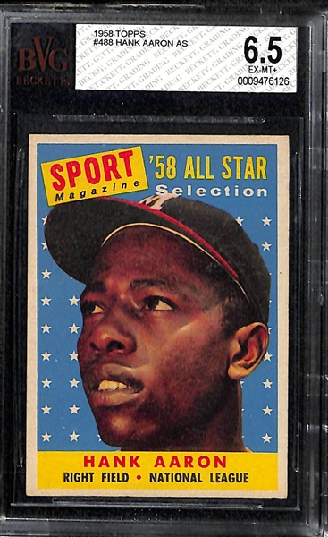 1958 Topps Mantle & Aaron All Star Cards BVG