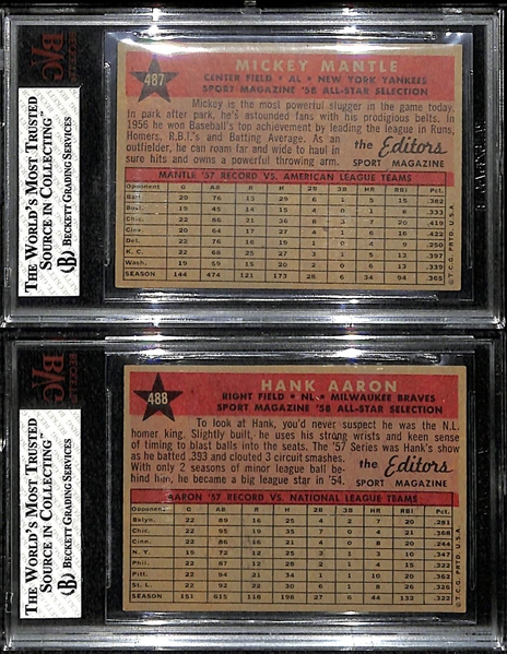 1958 Topps Mantle & Aaron All Star Cards BVG