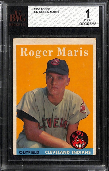 Lot Of 2 1958 Topps Roger Maris RC Cards BVG 1&2