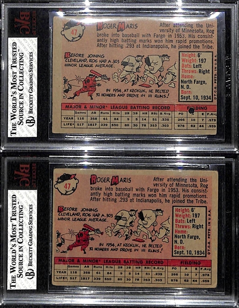 Lot Of 2 1958 Topps Roger Maris RC Cards BVG 1&2