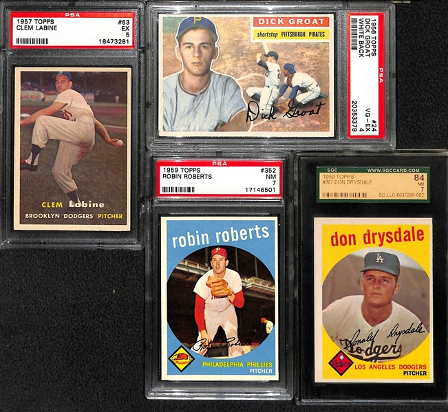 Lot Of 13 1956-59 Topps Graded Cards w. Drysdale