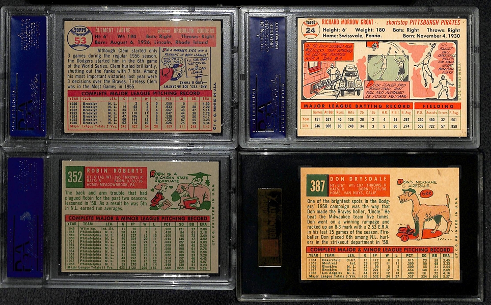 Lot Of 13 1956-59 Topps Graded Cards w. Drysdale