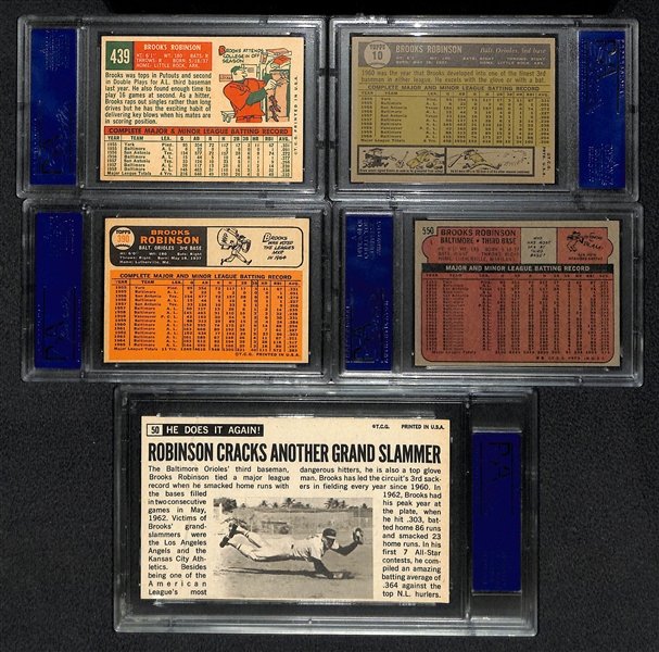 Lot Of 5 Brooks Robinson PSA Graded Cards w. 1959 Topps