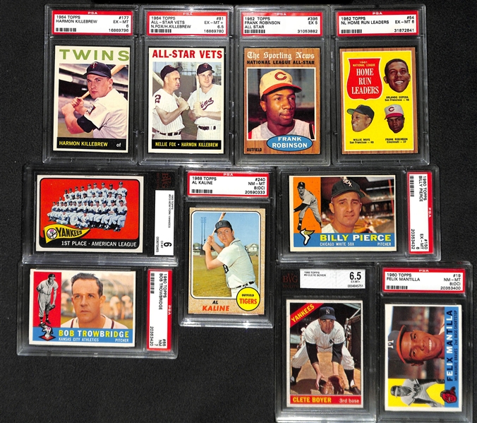 Lot Of 10 Baseball Stars 1960-68 Graded Cards w. Killebrew