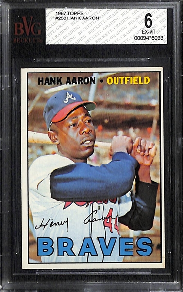 Lot Of 3 1967 Topps BVG Graded Cards: Clemente & Aaron