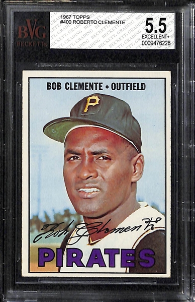 Lot Of 3 1967 Topps BVG Graded Cards: Clemente & Aaron