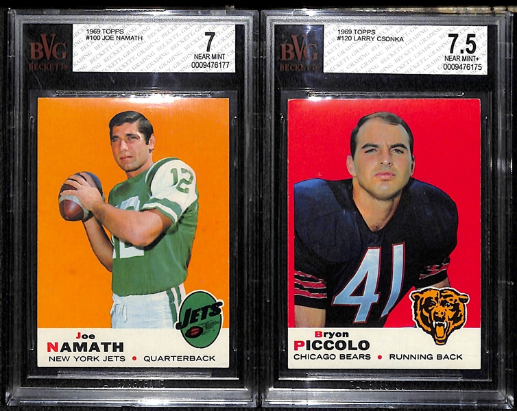 1969 Topps Namath & Piccolo RC Cards BVG