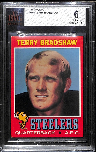 1971 Topps Terry Bradshaw Rookie Card BVG 6