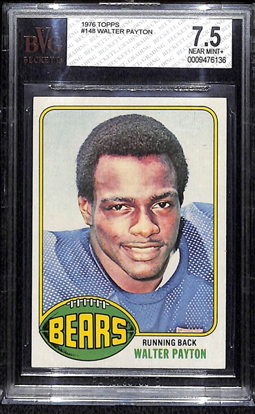 1976 Topps Walter Payton Rookie Card BVG 7.5