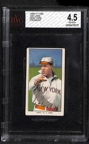 Lot of 2 - 1909 T206 Baseball Cards - Schlei & Lake - Piedmont Backs - BVG 4.5