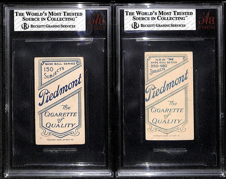 Lot of 2 - 1909 T206 Baseball Cards - Schlei & Lake - Piedmont Backs - BVG 4.5