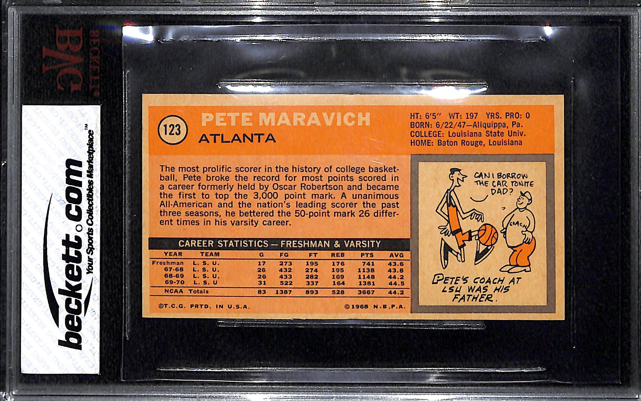 Lot Detail - 1970-71 Topps Pete Maravich Rookie Card BVG 5.5