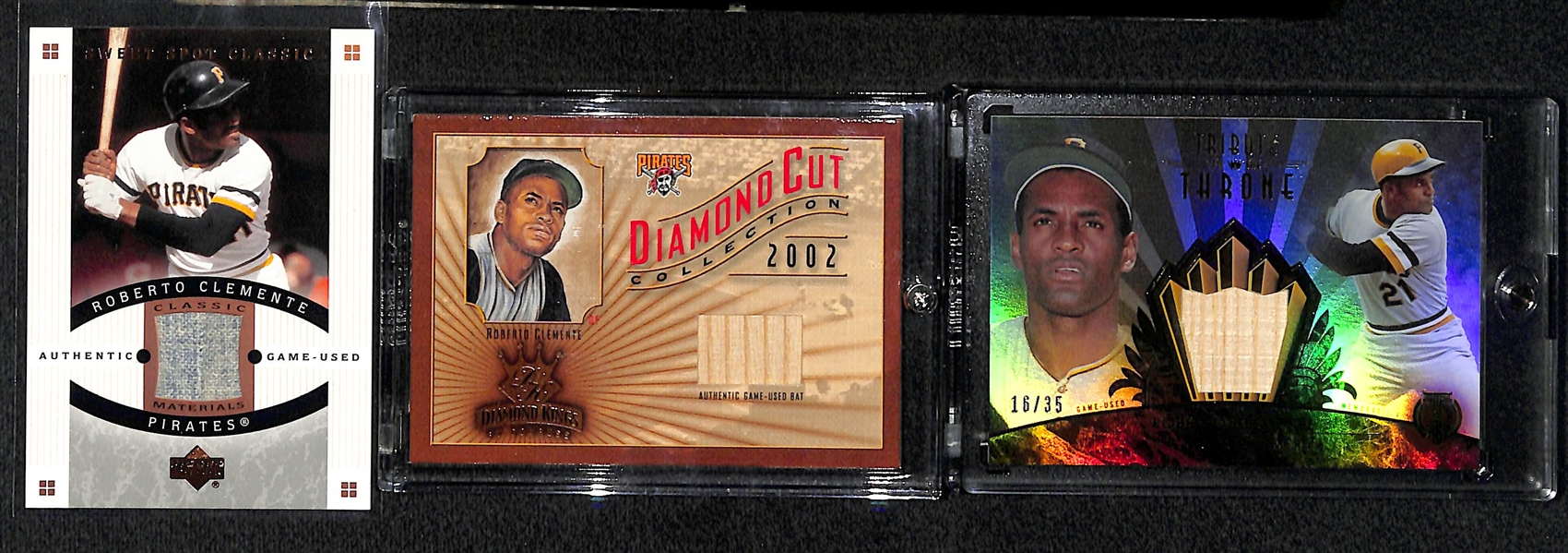 Lot Of 3 Roberto Clemente Jersey & Bat Cards