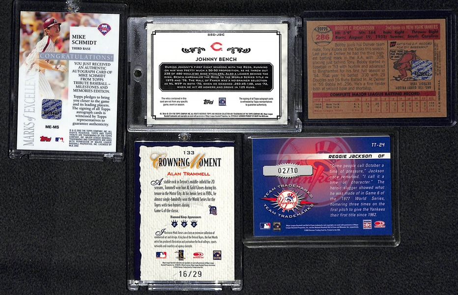 Lot Of 5 Baseball Legends Auto Cards w/ Schmidt & Bench