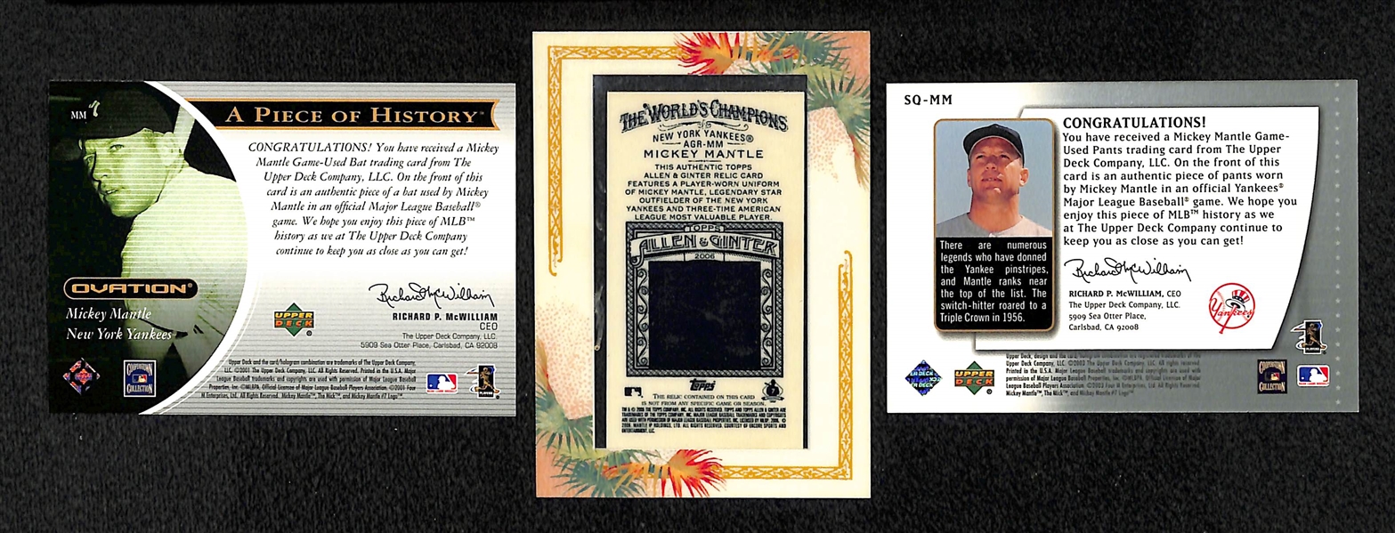 Lot Of 3 Mickey Mantle Relic Cards