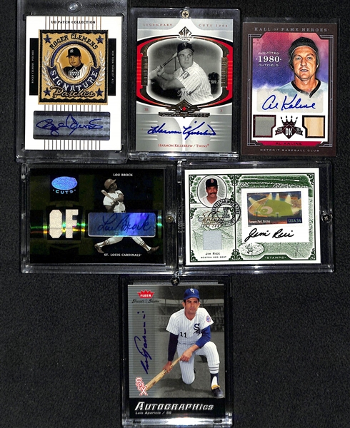 Lot Of 6 Baseball HOF & Stars Autograph Cards w. Killebrew & Brock