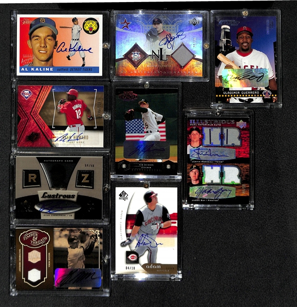Lot Of 9 Baseball HOF & Stars Autograph Cards w. Kaline & Clemens