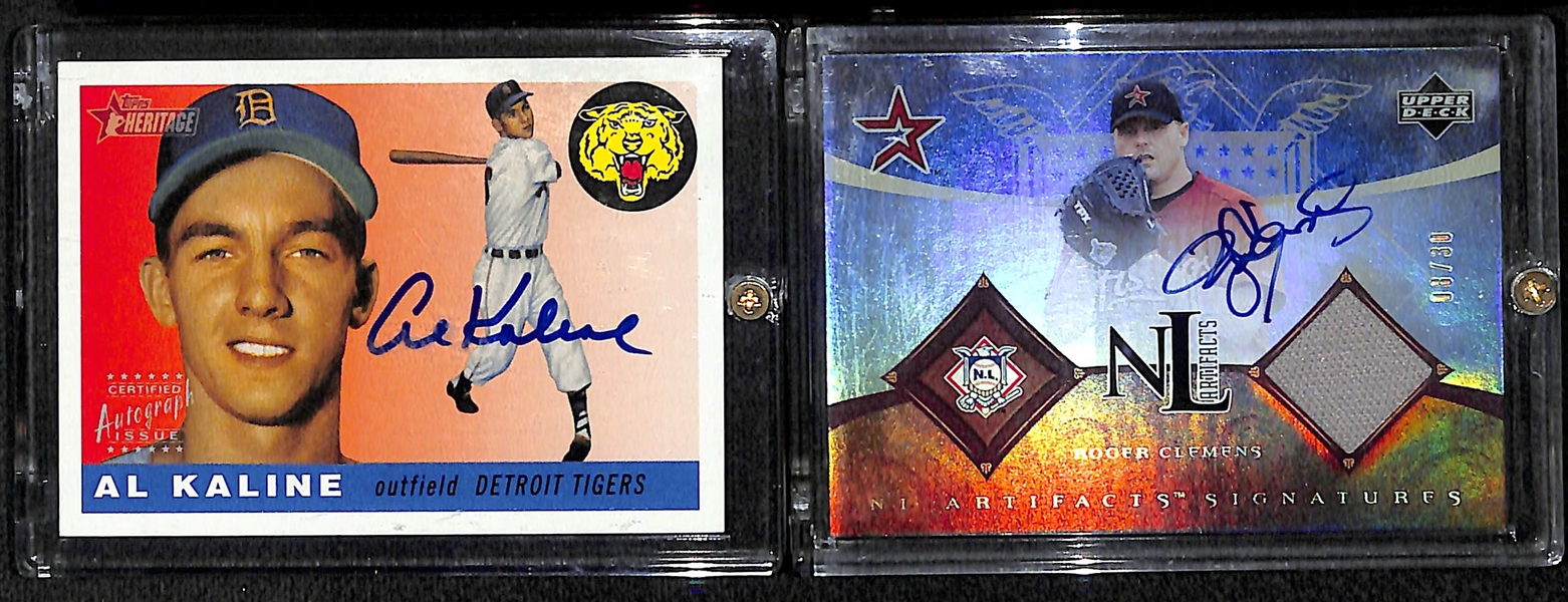 Lot Of 9 Baseball HOF & Stars Autograph Cards w. Kaline & Clemens