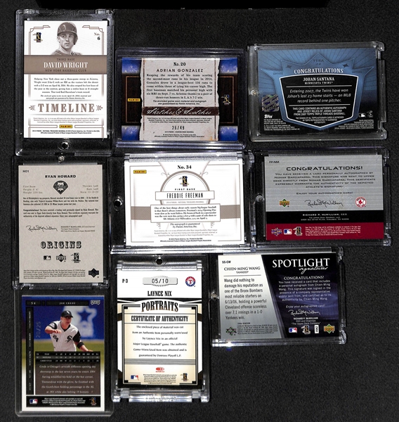 Lot Of 9 Baseball Stars Autograph Cards w. Wright & Garciaparra
