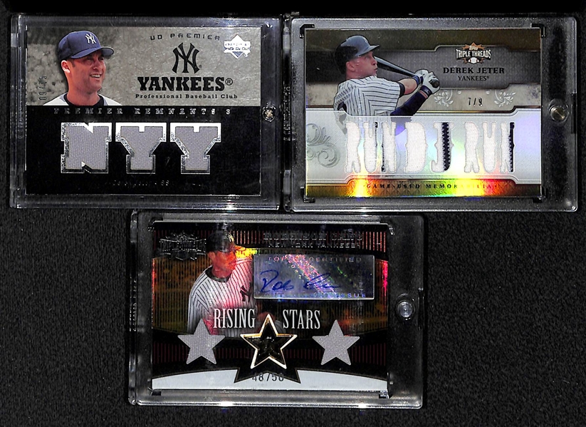 Lot Of 3 Yankees Autograph & Jersey Cards w. Derek Jeter