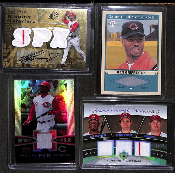 Lot Of 4 Ken Griffey Jr Autograph & Jersey Cards