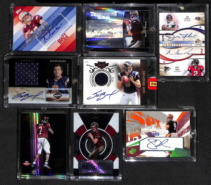 Lot Of 8 Football Quarterback Autograph Cards w. M.Ryan & M.Vick