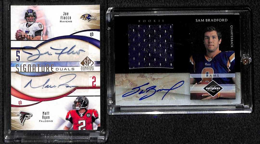 Lot Of 8 Football Quarterback Autograph Cards w. M.Ryan & M.Vick