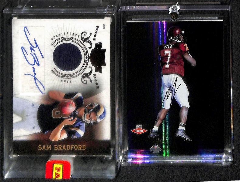 Lot Of 8 Football Quarterback Autograph Cards w. M.Ryan & M.Vick