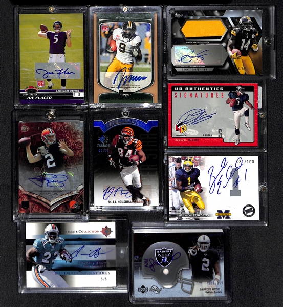 Lot Of 9 Football Stars Autograph Cards w. Flacco & McNabb