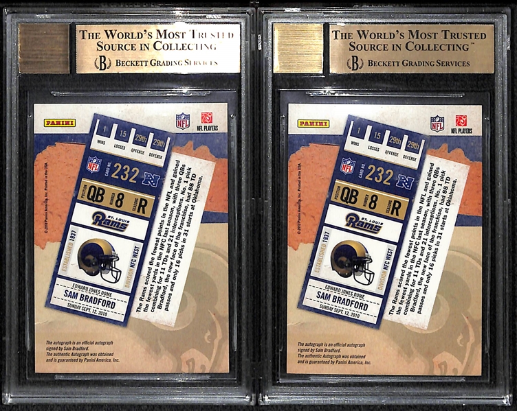 Lot of 2 Sam Bradford Contenders Autograph Rookie Cards BGS 9.5