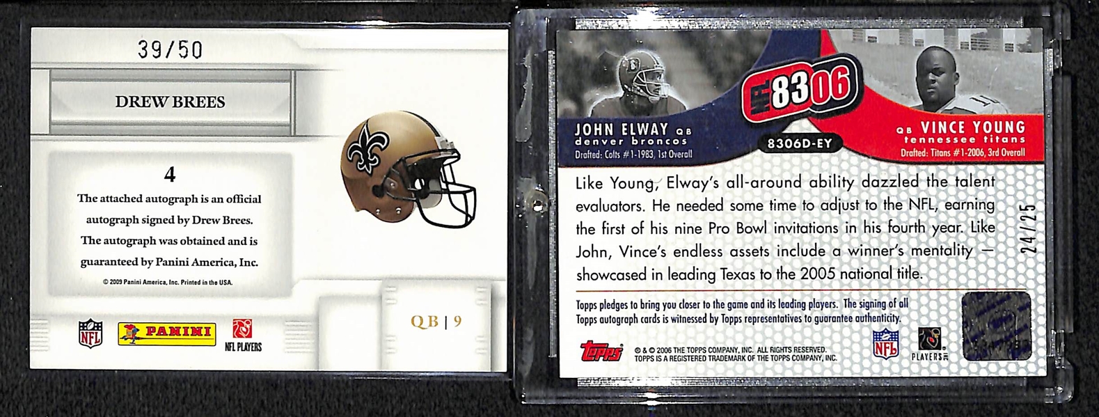 Lot Of John Elway & Drew Brees Autograph Cards