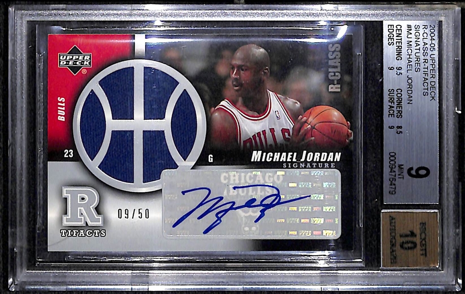 2004-05 Upper Deck Michael Jordan Autograph Jersey #9/50 BGS 9, Autograph 10!