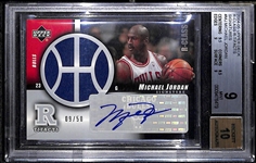 2004-05 Upper Deck Michael Jordan Auto Jersey #9/50 BGS 9, Autograph 10!