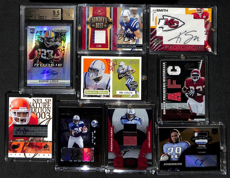Lot Of 9 Football Autograph Cards w/ Eddie Lacy 9.5