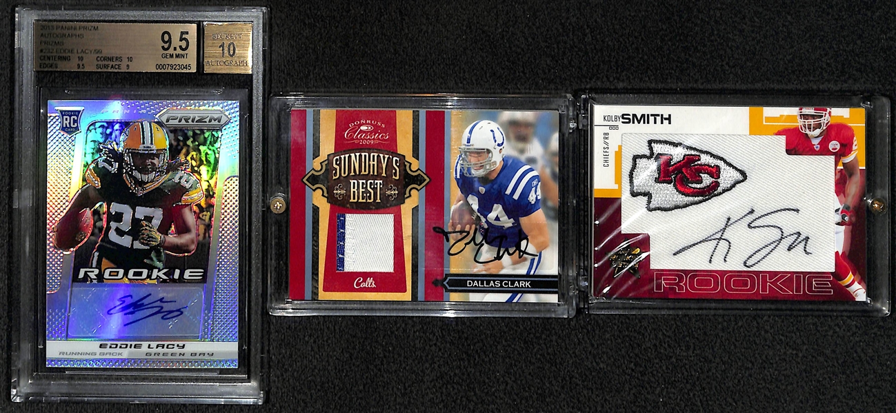 Lot Of 9 Football Autograph Cards w/ Eddie Lacy 9.5