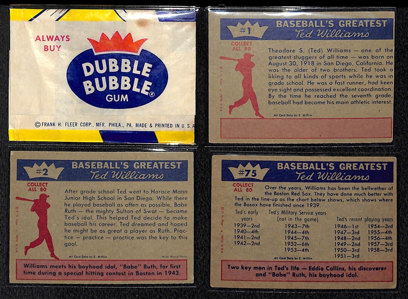 1959 Fleer Ted Williams Almost Complete Set - Missing Only 1 Card (#68) - Also Includes a Wrapper