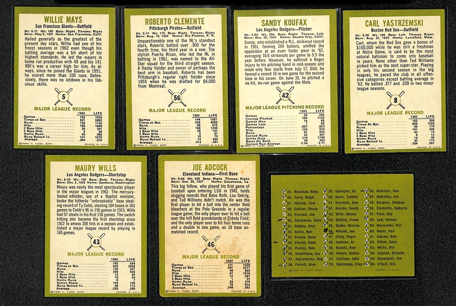 1963 Fleer Baseball Complete Set of 66 Cards