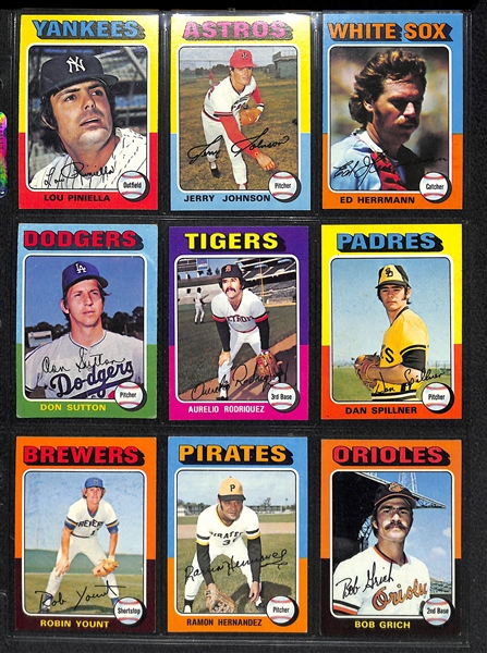 1975 Topps Baseball Card Set w. Brett & Yount RC's