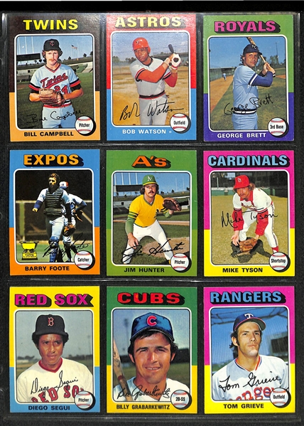 1975 Topps Baseball Card Set w. Brett & Yount RC's