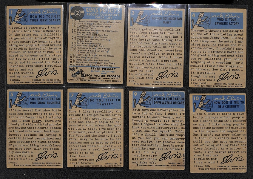 1956 Bubbles (Topps) Elvis Presley Partial Card Set