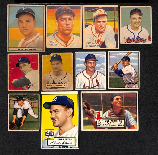 Lot Of 11 1935-52 Baseball Cards w. Arky Vaughan