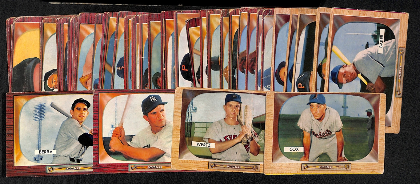 Lot Of 48 1955 Bowman Baseball Cards w. Yogi Berra