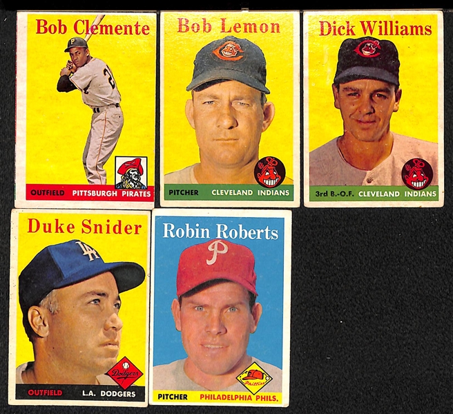 Lot Of 9 1958 Topps Baseball Cards w. Clemente