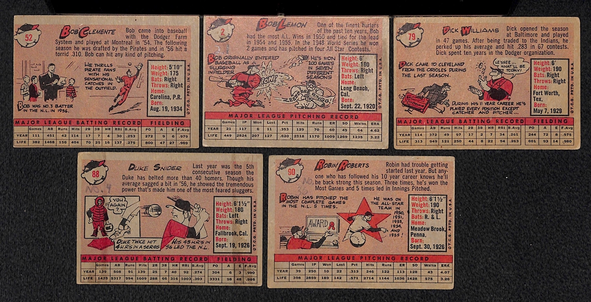Lot Of 9 1958 Topps Baseball Cards w. Clemente